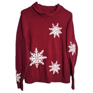 Christopher & Banks Red Snowflake Sweater‎ Women M Pullover Holiday Winter